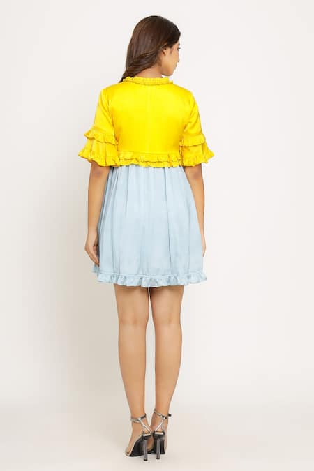 Neora By Nehal Chopra Color Block Frill Dress 