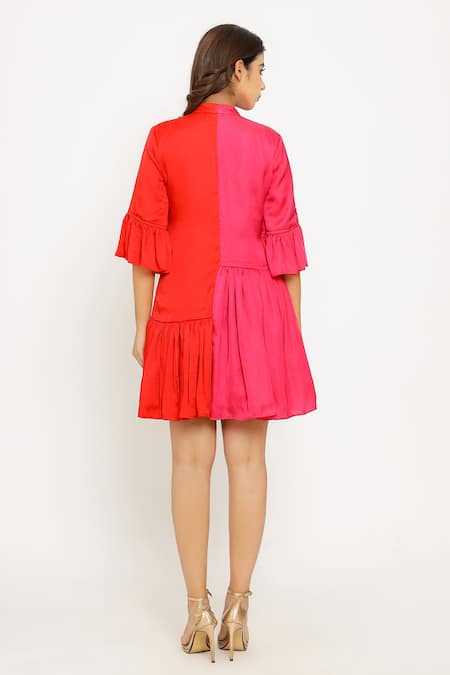 Neora By Nehal Chopra Sustainable Silk Color Block Dress 