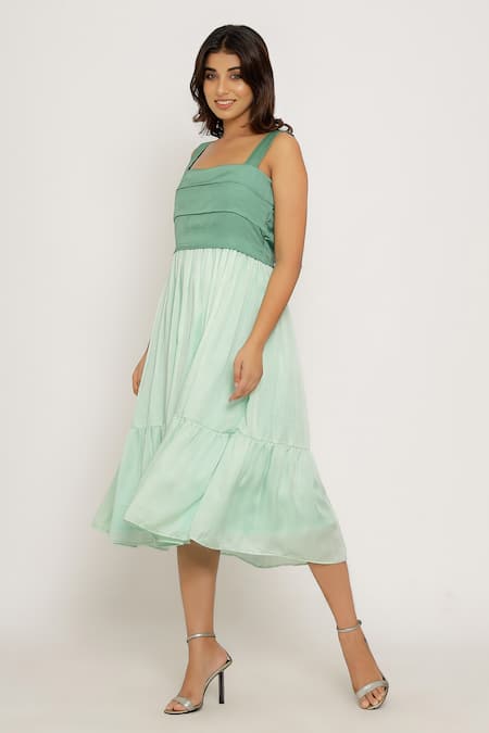Neora By Nehal Chopra Tiered Color Block Dress 