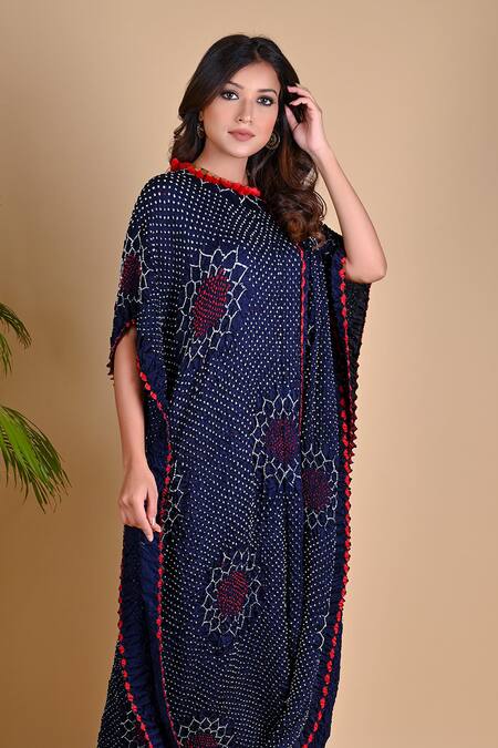 Dyelogue Blue Gajji Silk Bandhani Draped Tunic Online at Aza Fashions Dyelogue_Blue Gajji Silk Bandhani Draped Tunic _Online_at_Aza_Fashions