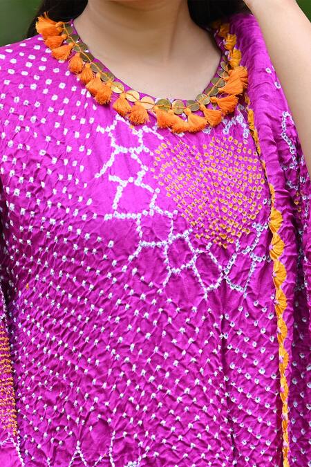 Dyelogue Pink Gajji Silk Bandhani Draped Dress Online at Aza Fashions Dyelogue_Pink Gajji Silk Bandhani Draped Dress _Online_at_Aza_Fashions