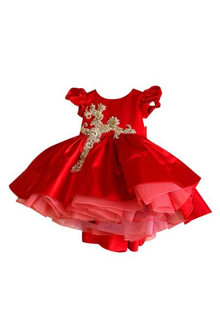 Buy_PA:Paa_Red Satin Layered Dress _Online_at_Aza_Fashions