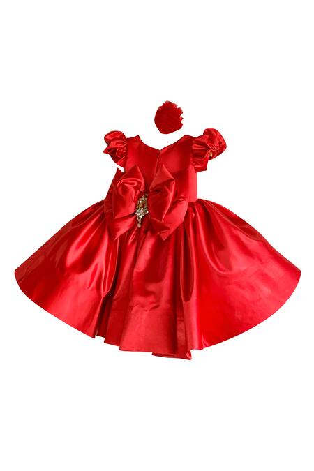 Shop_PA:Paa_Red Satin Layered Dress _Online_at_Aza_Fashions