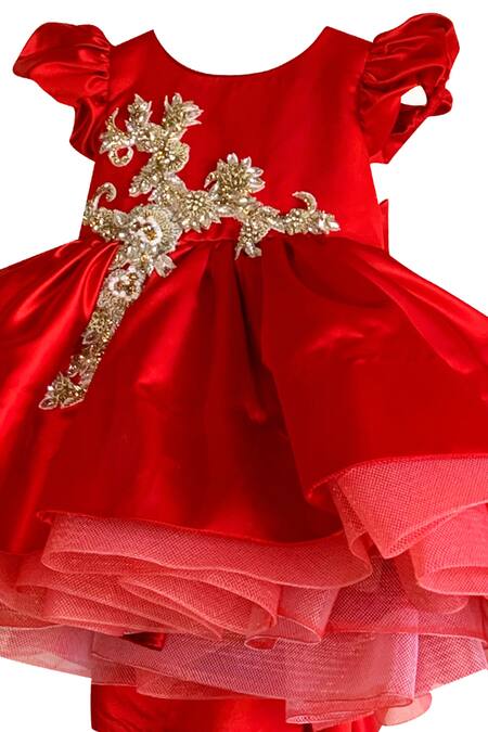 PA:Paa_Red Satin Layered Dress _at_Aza_Fashions