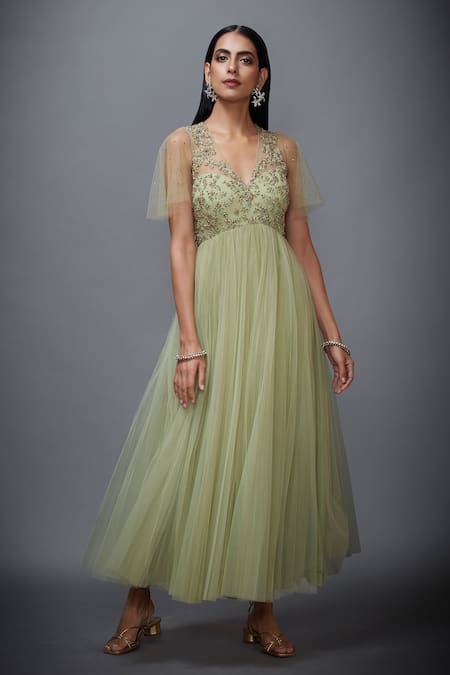 RI.Ritu Kumar  Floral Embroidered Flared Dress 