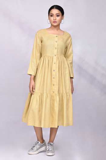 Buy Naintara Bajaj Beige Cotton Linen 