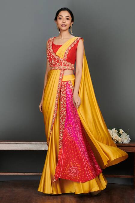 13 Best Contrast Blouse Ideas To Try With Yellow Saree • Keep Me Stylish