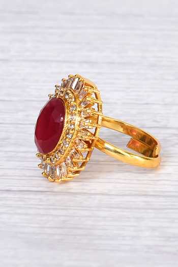 Buy_Khwaab By Sanjana Lakhani_Gold Plated Stone Ruby Studded Ring_Online_at_Aza_Fashions