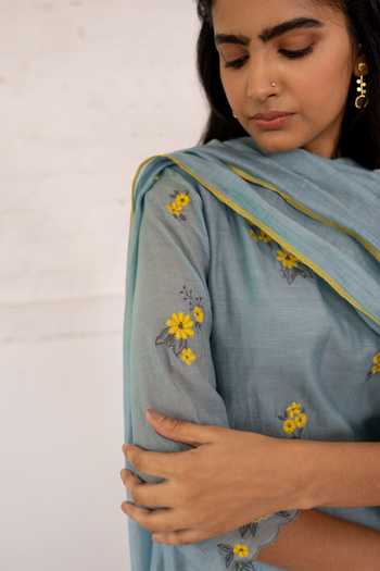 Shop Vaayu Blue Cotton Chanderi Round Kurta Set Online at Aza Fashions Shop_Vaayu_Blue Cotton Chanderi Round Kurta Set _Online_at_Aza_Fashions