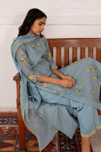 Buy Vaayu Blue Cotton Chanderi Round Kurta Set Online at Aza Fashions Buy_Vaayu_Blue Cotton Chanderi Round Kurta Set _Online_at_Aza_Fashions