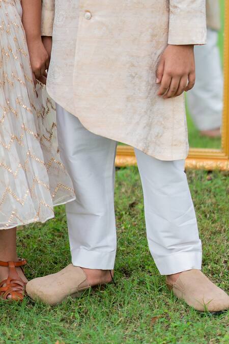 Little Luxury Gold , Satin, Cotton Embroidery Jacquard Sherwani Set at Aza Fashions Little Luxury_Gold , Satin, Cotton Embroidery Jacquard Sherwani Set _at_Aza_Fashions