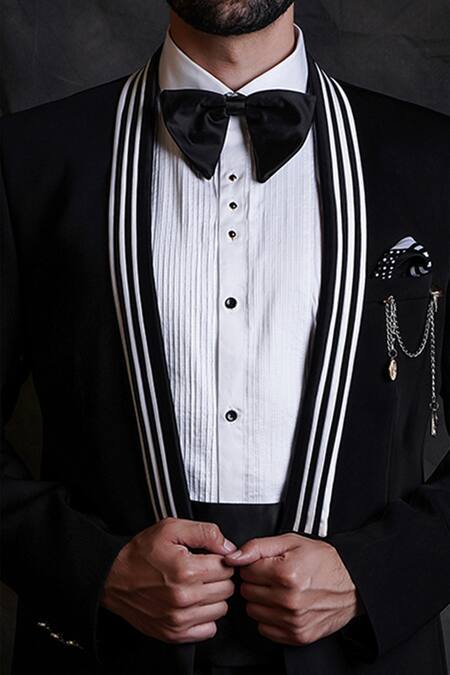 Shop Soniya G Black Italian Crepe Shawl Lapel Tuxedo And Pant Set Online at Aza Fashions Shop_Soniya G_Black Italian Crepe Shawl Lapel Tuxedo And Pant Set _Online_at_Aza_Fashions