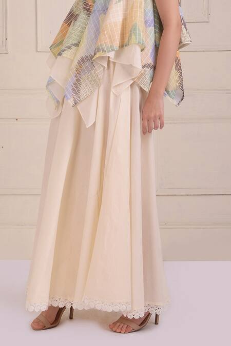 Buy Shwetanga Ivory Cotton Diamonds, Embroidery, Lace Collared Organic Top And Sharara Set Online at Aza Fashions Buy_Shwetanga_Ivory Cotton Diamonds, Embroidery, Lace Collared Organic Top And Sharara Set _Online_at_Aza_Fashions