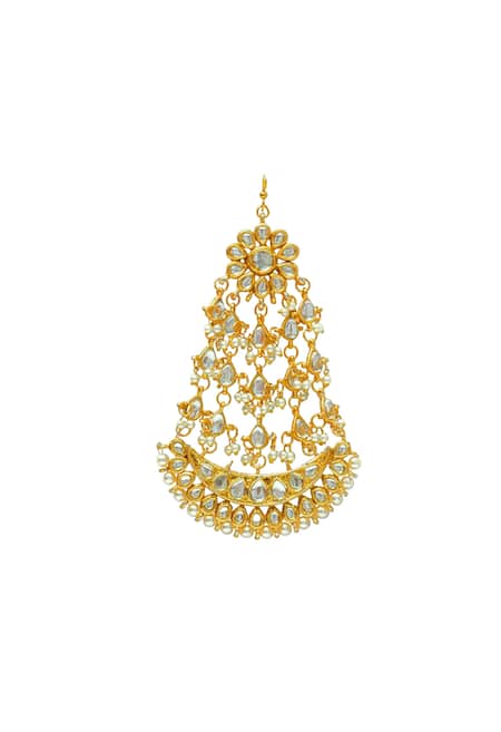 Just Shradhas Gold plated kundan & pearl floral passa