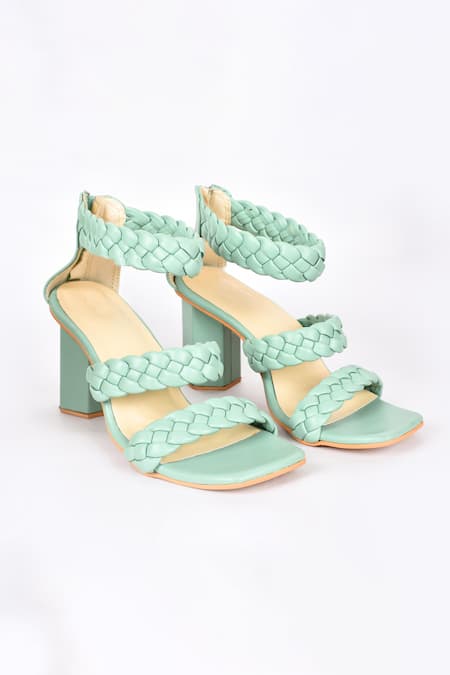 Samyukta Singhania Green Braided Strap Block Heels