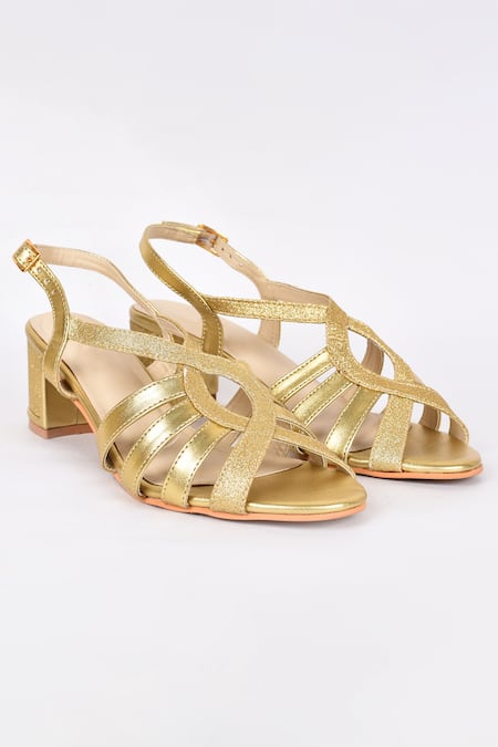 Elegant shimmer Gold women Block high heels 8.5 | eBay