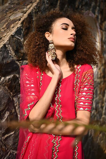 Pooja Rajgarhia Gupta Pink Net, Georgette Round Embroidered Kurta Set Online at Aza Fashions Pooja Rajgarhia Gupta_Pink Net, Georgette Round Embroidered Kurta Set _Online_at_Aza_Fashions