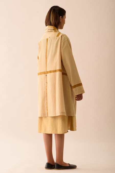Buy_JAYATI GOENKA_Beige Upcycled Cotton Open Overlay Jacket _Online_at_Aza_Fashions