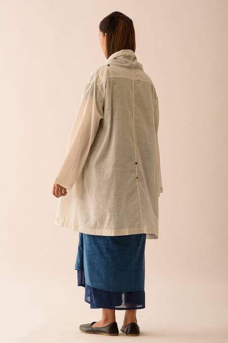 Buy_JAYATI GOENKA_White Handwoven Cotton Stripe Open Overlay Jacket _Online_at_Aza_Fashions