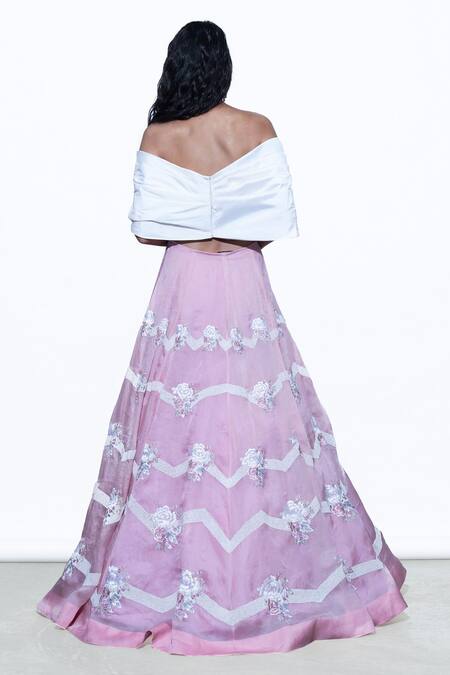 Shriya Som White Taffeta One Shoulder Butterfly Draped Crop Top Online at Aza Fashions Shriya Som_White Taffeta One Shoulder Butterfly Draped Crop Top _Online_at_Aza_Fashions