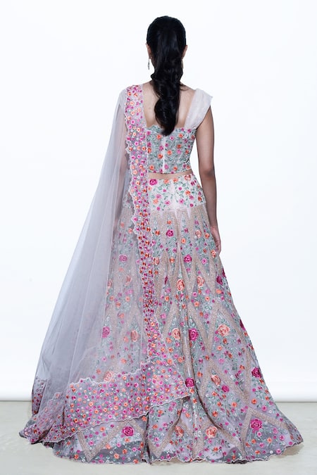 Shop Shriya Som Beige Floral Embroidered Lehenga at Aza Fashions Shop_Shriya Som_Beige Floral Embroidered Lehenga _at_Aza_Fashions
