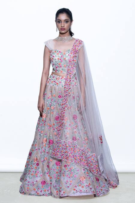 Shriya Som Beige Floral Embroidered Dupatta Online at Aza Fashions Shriya Som_Beige Floral Embroidered Dupatta _Online_at_Aza_Fashions