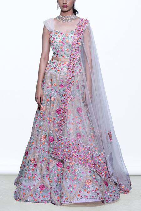 Buy Shriya Som Beige Floral Embroidered Lehenga Online at Aza Fashions Buy_Shriya Som_Beige Floral Embroidered Lehenga _Online_at_Aza_Fashions
