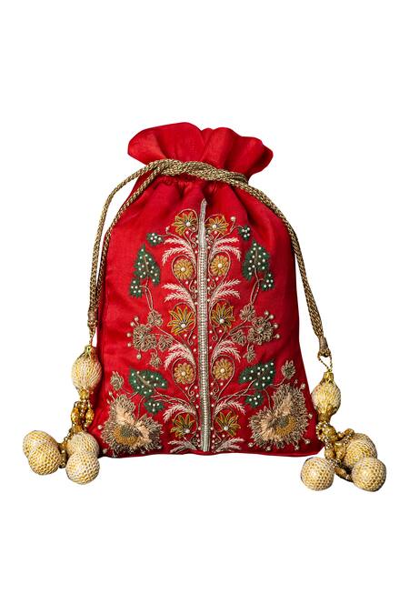 Buy ClutcH'D Red Embroidery Silk Potli Bag Online at Aza Fashions Buy_ClutcH'D_Red Embroidery Silk Potli Bag _Online_at_Aza_Fashions
