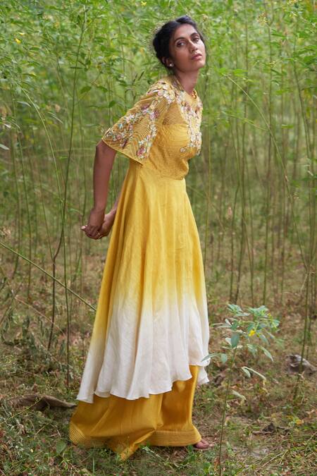 Buy Incheetape Yellow Organza, Silk Linen, Slub Round Kurta And Palazzo Set Online at Aza Fashions Buy_Incheetape_Yellow Organza, Silk Linen, Slub Round Kurta And Palazzo Set _Online_at_Aza_Fashions
