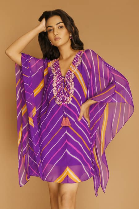 k-anshika Striped Kaftan Dress 