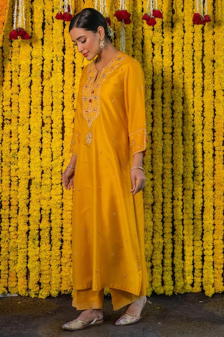 Label Niti Bothra Embroidered Kurta Palazzo Set 