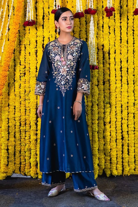 Label Niti Bothra Embroidered Kurta & Palazzo Set 