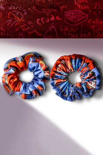 Buy_Hair Drama CO_Multi Color Digital Print Cruella Famous Scrunchies Set Of 2_Online_at_Aza_Fashions