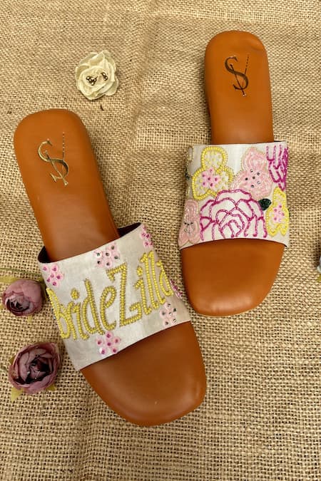 House Of Dhwni Singhvi Bridezilla Embellished Square Toe Flats 