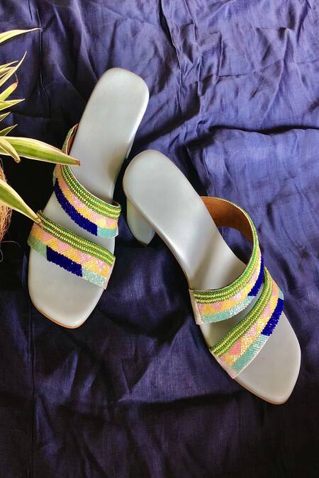 House Of Dhwni Singhvi Multicolor Embroidered Block Heels 