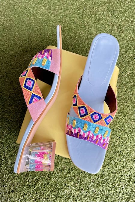 House Of Dhwni Singhvi Boho Cutdhana Embellished Block Heels 