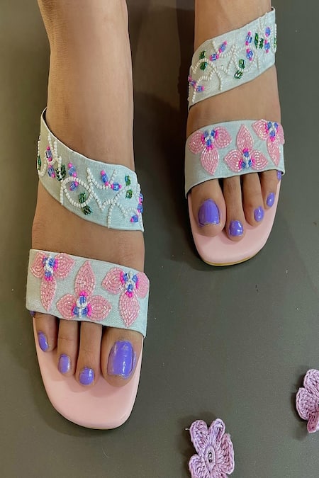 House Of Dhwni Singhvi Floral Embellished Block Heels 