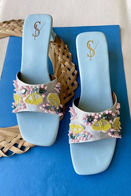 House Of Dhwni Singhvi Multicolor Butterfly Embellished Square Heels 