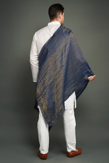 Shop Dusala Blue Pashmina Stole at Aza Fashions Shop_Dusala_Blue Pashmina Stole _at_Aza_Fashions