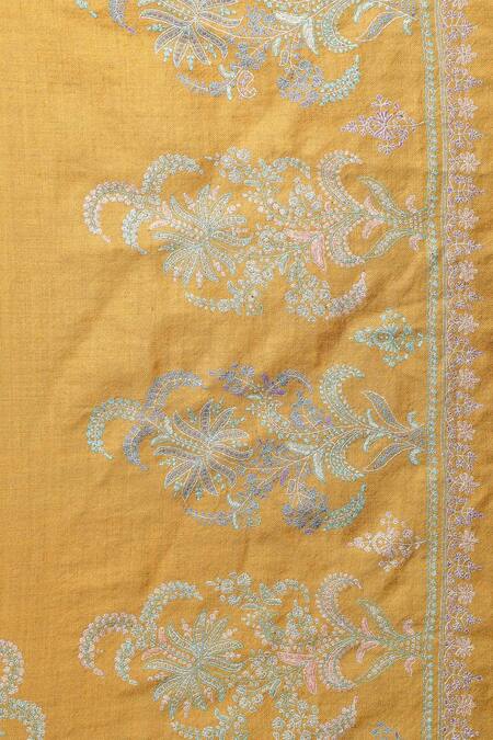 Buy_Dusala_Yellow Pashmina Handwoven Stole_Online_at_Aza_Fashions