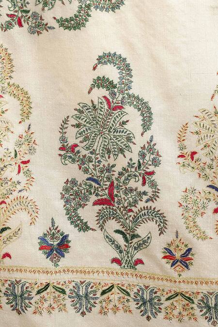 Buy_Dusala_White Pashmina Handwoven Shawl_Online_at_Aza_Fashions