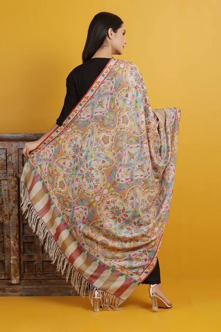 Shop_DUSALA_Multi Color Handwoven Pashmina Shawl_at_Aza_Fashions