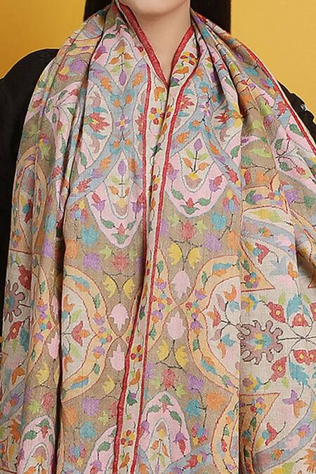 Buy_DUSALA_Multi Color Handwoven Pashmina Shawl_Online_at_Aza_Fashions