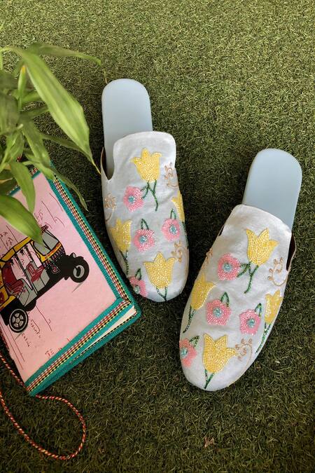 House Of Dhwni Singhvi Floral Embellished Mules 