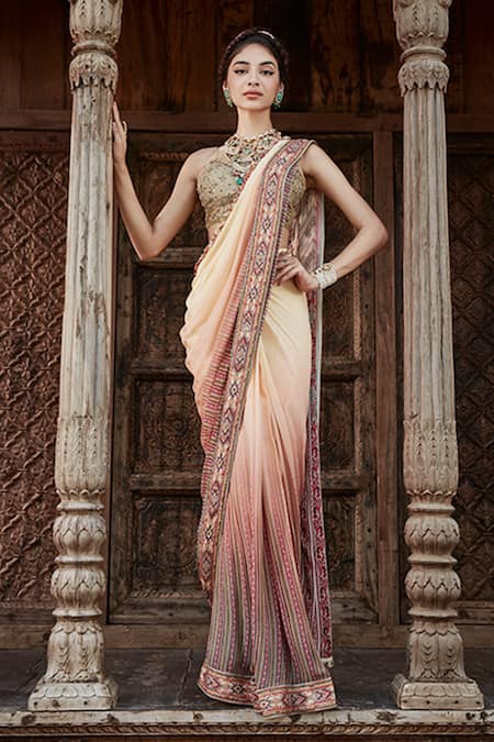 Kalista Shameen Pre-Draped Saree With Blouse 