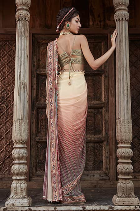 Kalista Shameen Pre-Draped Saree With Blouse 