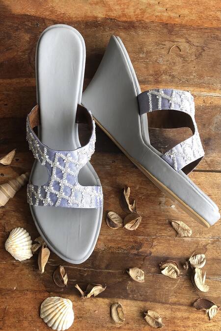 House Of Dhwni Singhvi Checkered Embellished Wedges 