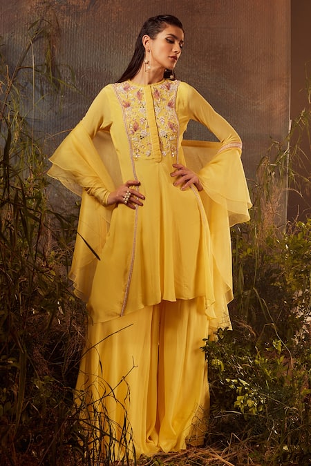 Dheeru Taneja Embroidered Tunic Sharara Set 