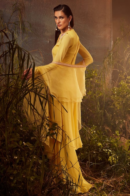 Dheeru Taneja Embroidered Tunic Sharara Set 