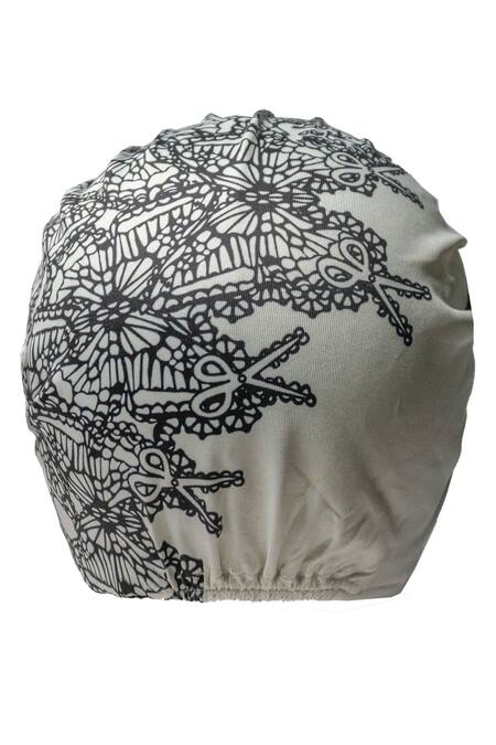 Shop_Hair Drama CO_White Digital Print And Beads Cruella Iconic Darling Turban_Online_at_Aza_Fashions